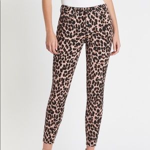 Paige Ankle Raw Hem Cheetah Print Jeans